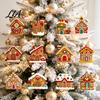 Decorative Cookie Style Tree Hanging 12/16/24PCS Wooden Christmas Ornaments, Gingerbread Man & House Decorations, Lightweight Xmas Charms Ornaments