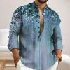 Men Shirt Thin Stand Collar Printed Single-breasted Solid Color Long Sleeves Soft Mid Length
