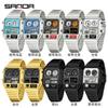 Relógio Masculino Digital LED SANDA 3192 Mostrador Quadrado Duplo Display Multifuncional Medição de Temperatura Esportivo Masculino de Pulso Presente