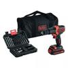 Perceuse a percussion sans fil - 18V - BLACK+DECKER + 1 batterie 1,5Ah + chargeur + coffret de 32 accessoires  - BDCHD18S32-QW