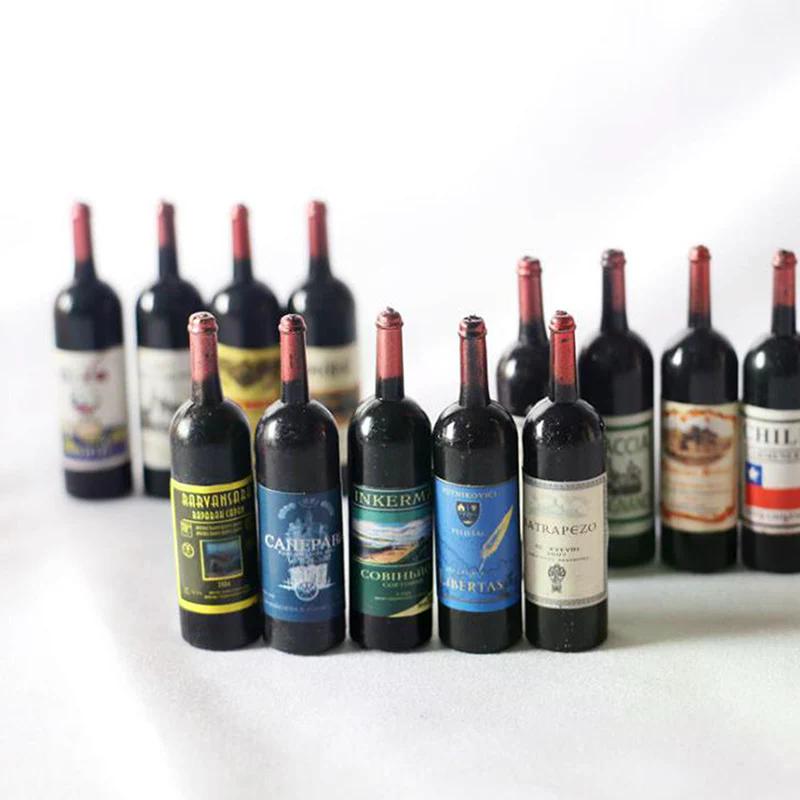 Dollhouse Miniature Accessories 5pcs 12 Wine Bottle Simulation for Decoration 1/12 Perfect Gift For Kids Fun Play Toy