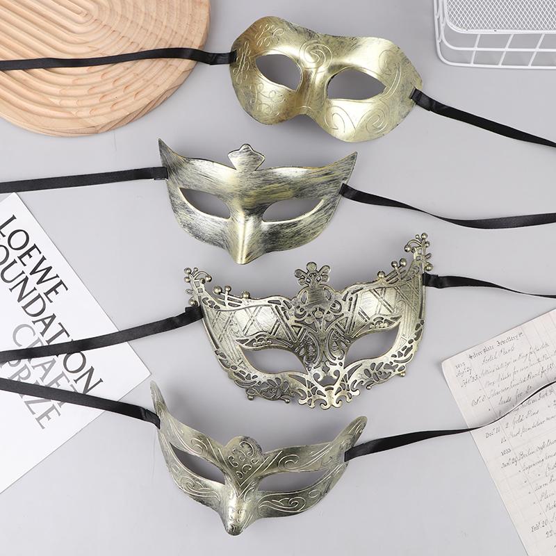 2Pcs Halloween Mask Retro Half Face Costume Masks Masquerade Party Decorations Plastic Women'S Props Dance Mask