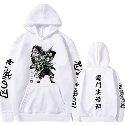 Moletom com capuz do anime japonês Demon Slayer, unissex, com estampa gráfica de Kamado Tanjirou, estilo streetwear.