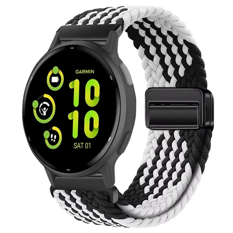 20/22mm Nylon Strap for Garmin Forerunner 55 165 970 570 965 955/Venu 4 45mm Magnetic Band Garmin Vivoactive 5 6/Vivomove Trend