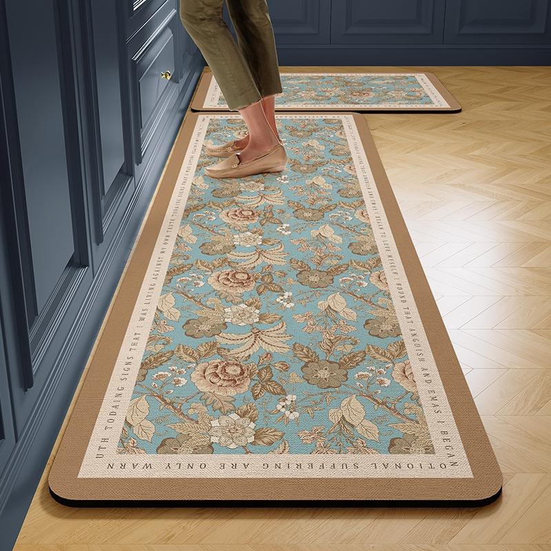 Kitchen Floor Mat Absorbent Carpet Diatom Mud Non-slip Foot Mats Sweet Flower Pastoral Home Decoration Rug Alfombra