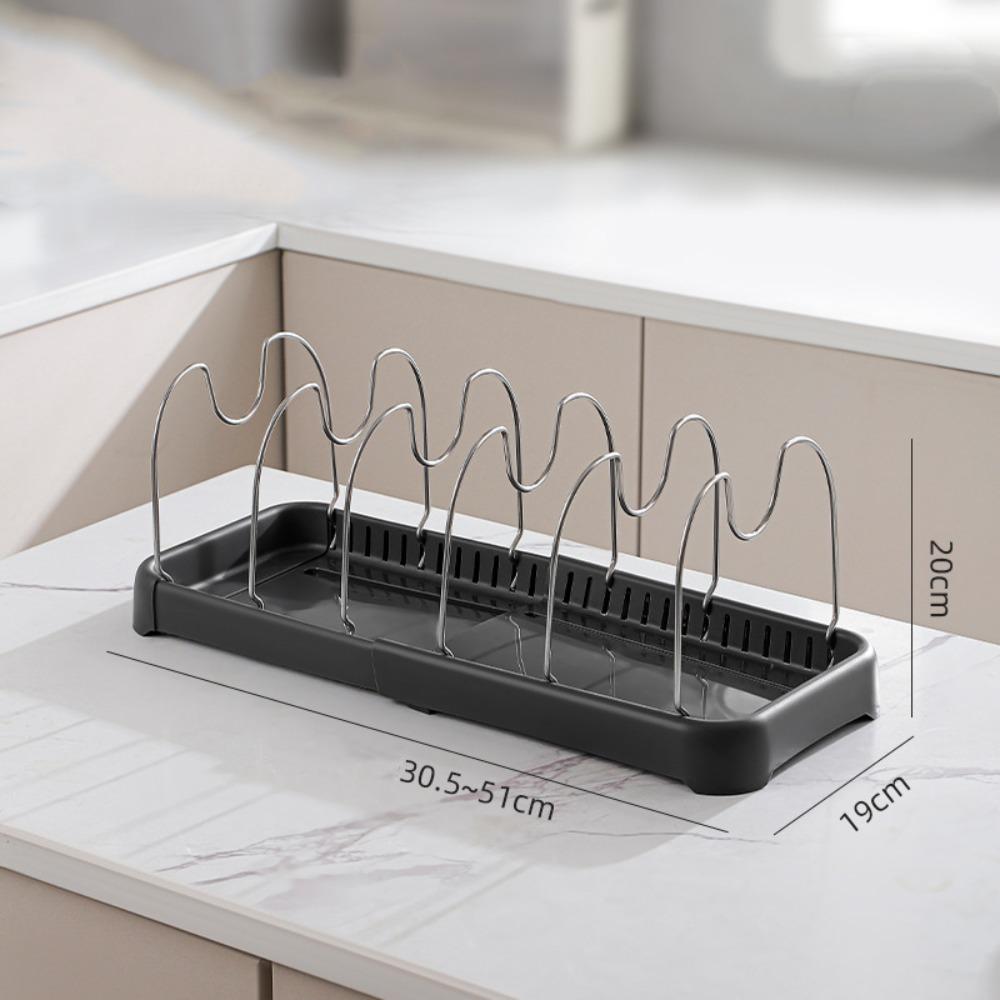 Регулируемые Отделения Расширяемая Подставка для Крышек Кастрюль Выдвижной Устойчивый Органайзер Держатель для Крышек Кастрюль Сливной Органайзер для Набора Посуды чёрный 15350₽