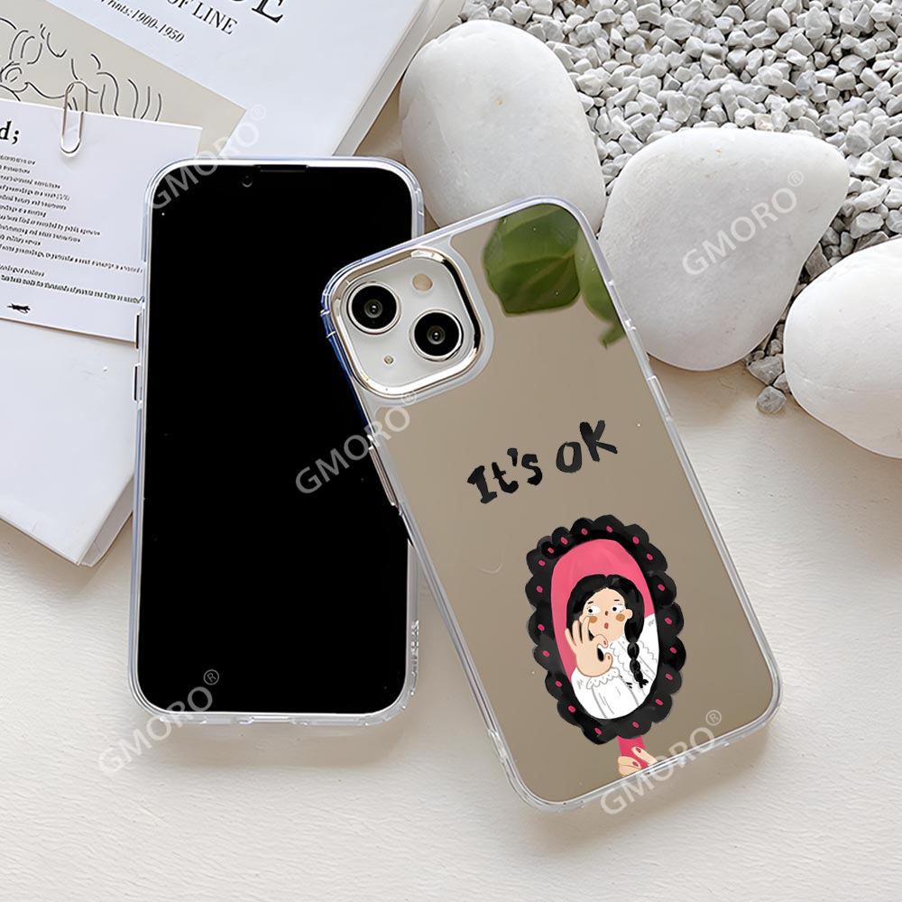 Xiapi Station Funny Girl OK mobile phone case is suitable for Apple 16pro makeup mirror case 17 all-inclusive protective case