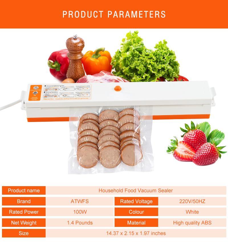 220V Household Food Vacuum Sealer Machine Vacuum Packing Machine Include 15Pcs Bags Free