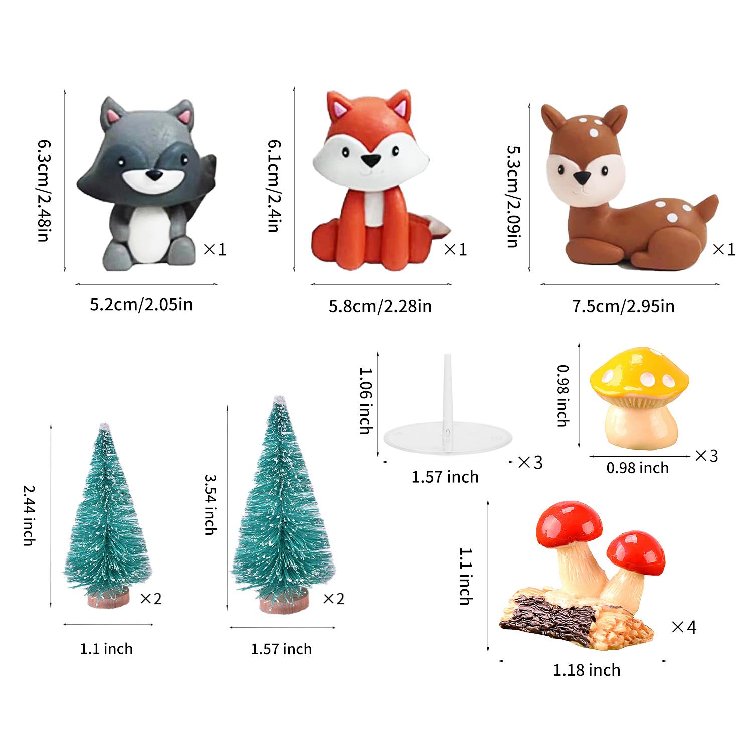 17 Pezzi Animali del Bosco Volpe, Lupo, Daino Maculato Cake Toppers per Baby Shower Compleanno Festa a Tema Bosco Decorazioni