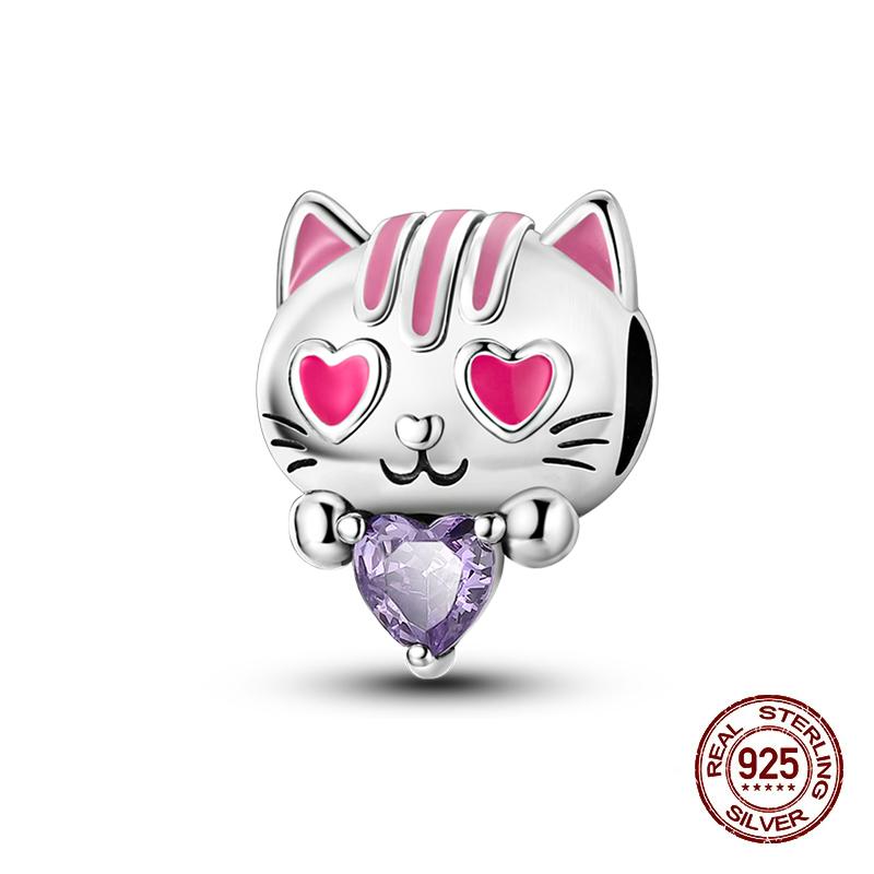 Charms Kupferrosa Katze Eule Tier Herz Zirkonia Charm Perlen Passen Original Armbänder Feiner DIY Schmuck