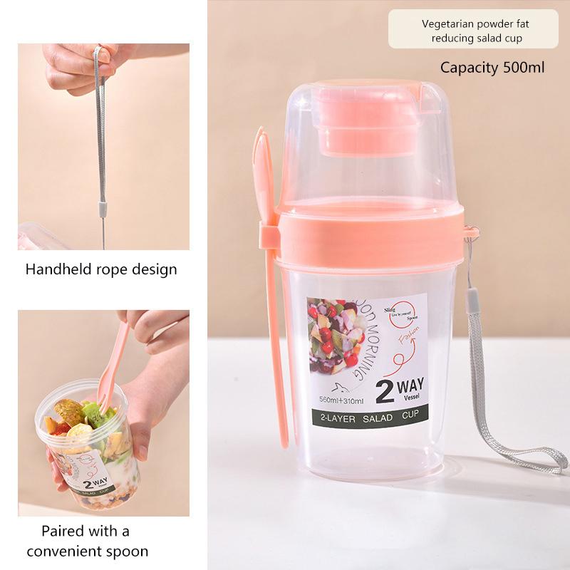Snídaně ovoce Ovesný jogurtový salátový kelímek s víčkem lžička Dvouvrstvý úložný prostor potravin Přenosný fitness kelímek pro snížení hmotnosti