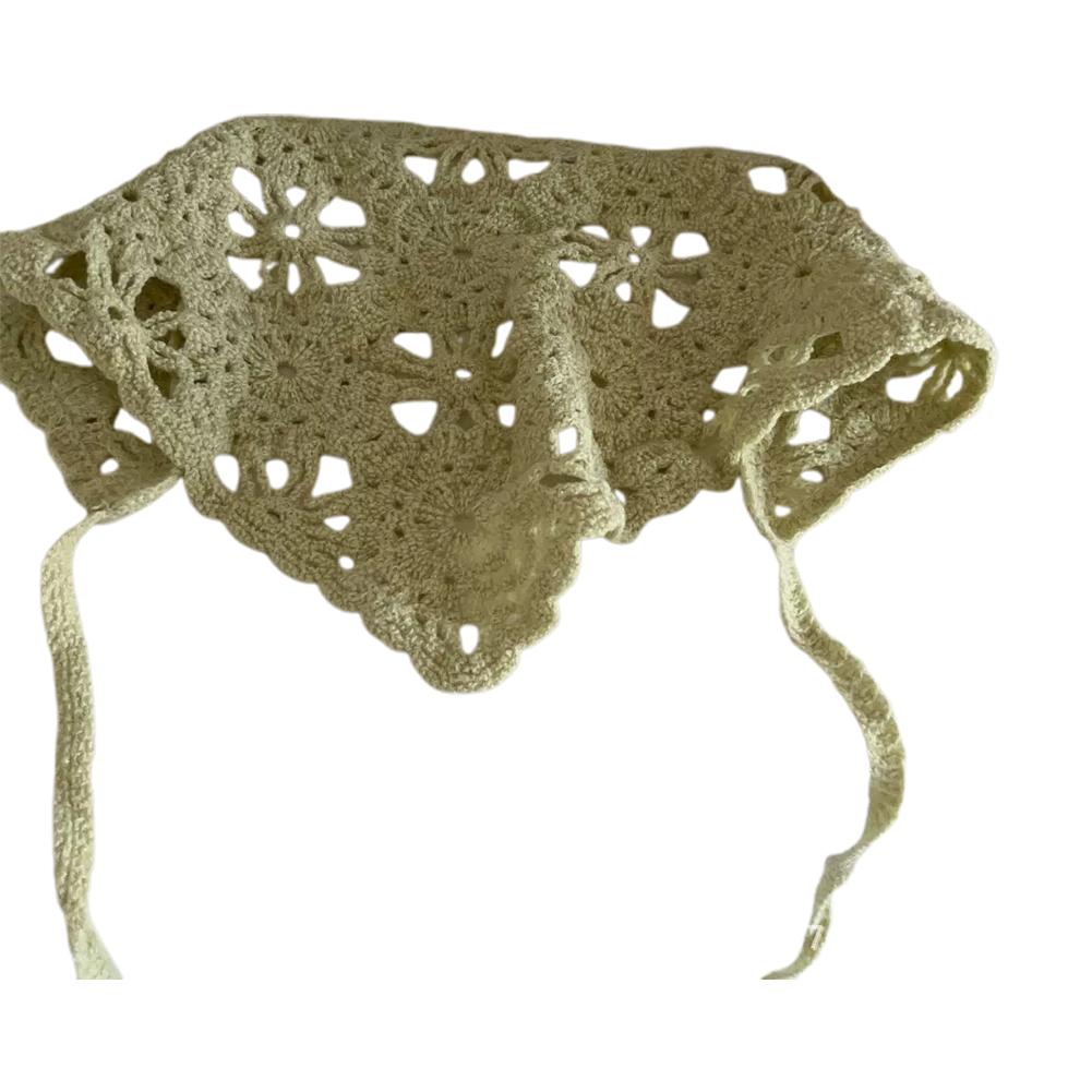 2026 Gestrickter Hohl-Dreieck-Haarschal Stirnband Damen Mädchen Gestrickte Blumenstirnbänder Sommer Reise Literarisches Foto Kopfschmuck