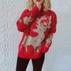 New Year holiday pullover sweater with gold thread, brushed jacquard, big snowflakes, reindeer, Christmas sweater for women 3544 KTB