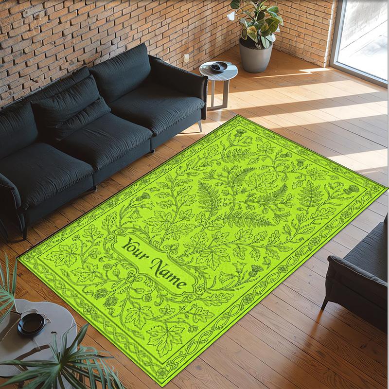 Landscape Theme Crystal Velvet Floor Rug Personalized Custom Name Text Warm Carpet Home Decoration