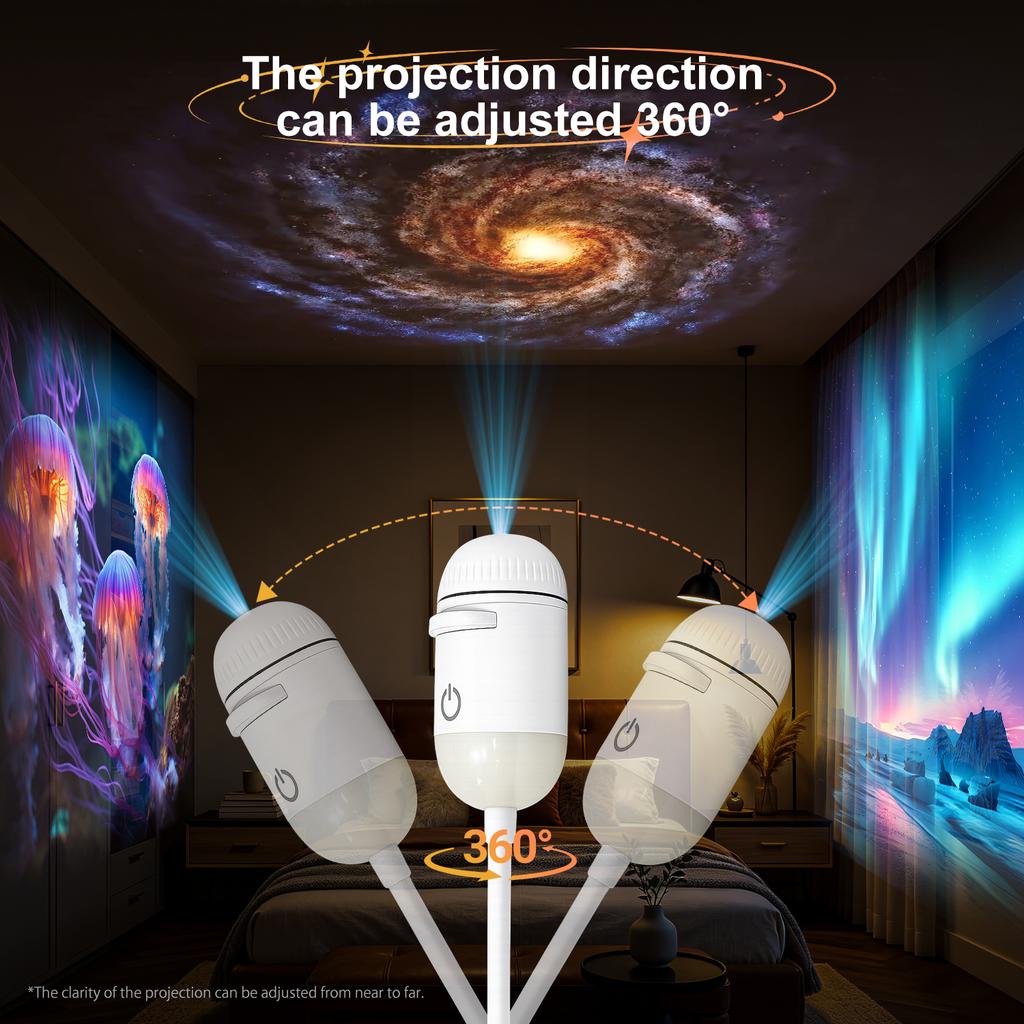 Rotatable Galaxy Starry Sky Projector Portable Car Home Decor 2-in-1 Wiring-free Led Sunset Atmosphere Lamp Children Adult Gifts