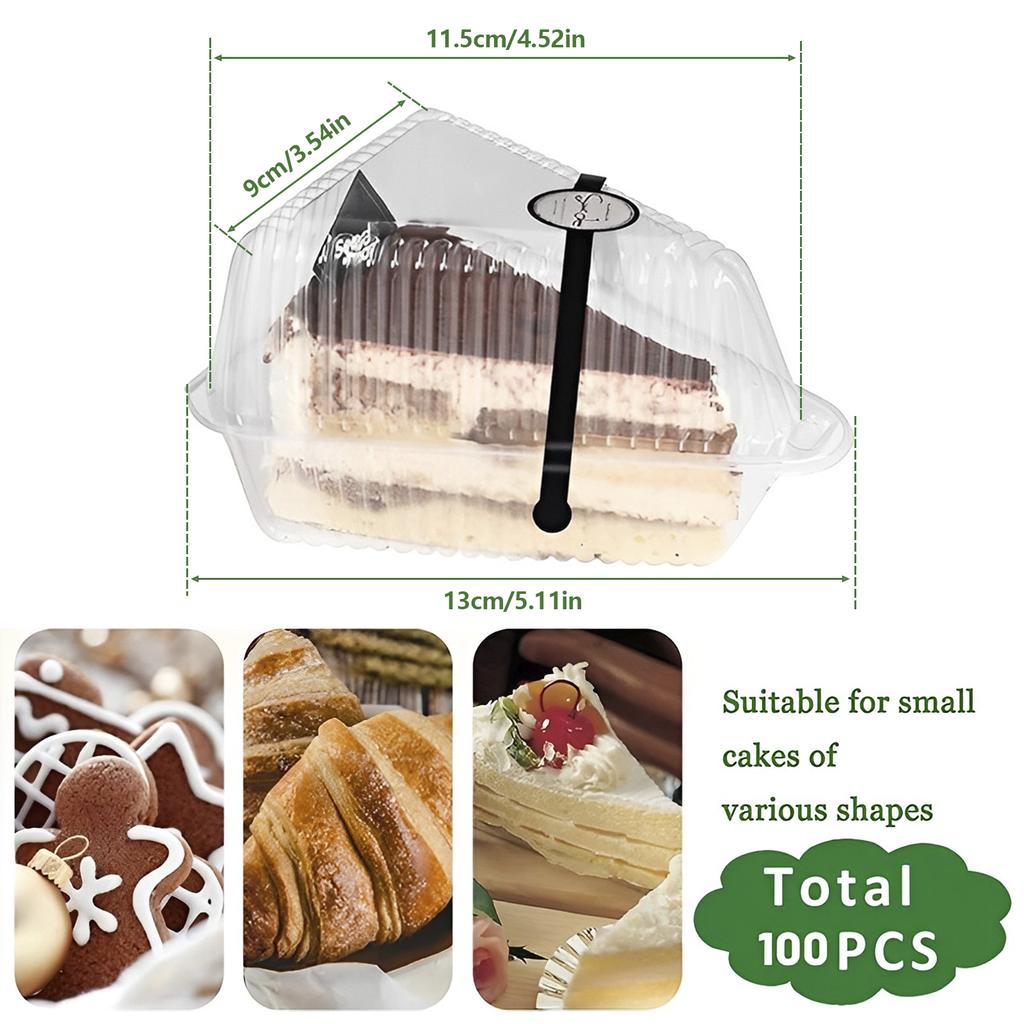 100Pcs Cake Slice Boxes Single Dessert Box Cupcake Slice Container with Lid Stackable Clear Square Stackable Cupcake Slice 2025