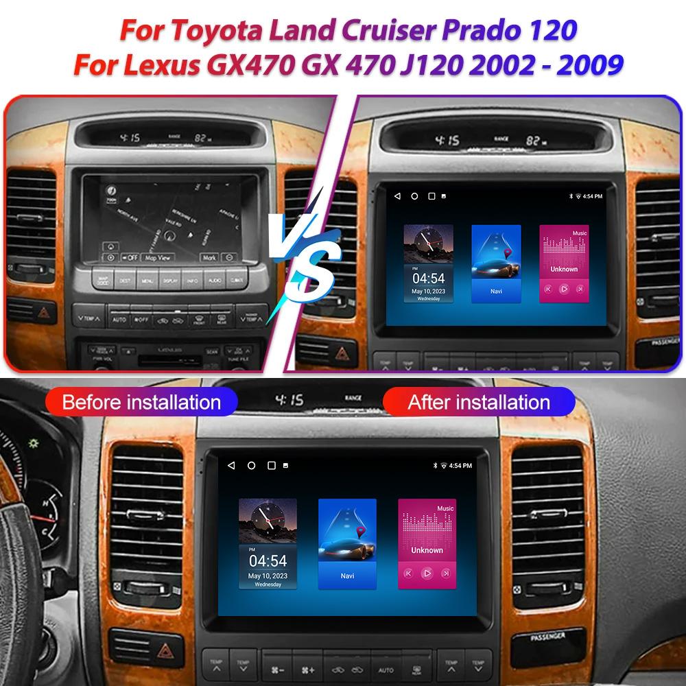 For Toyota Land CruiserPrado 120 Lexus GX470GX 470 J120 2002-2009 Navigation GPS Android Car Radio Multimedia Player Stereo wifi+4G Carplay auto video