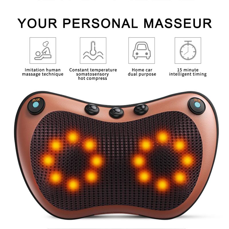 Jinkairui Neck Massage Pillow Kneading Heating Home Car Use