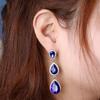Summer Crystal Teardrop Rhinestone Earrings for Women - Trendy Dangle Long Studs Jewelry