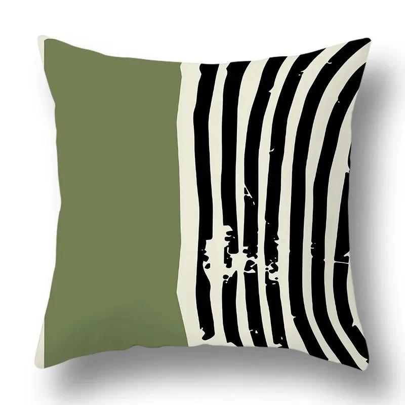 Simple Green Geometric Pattern Pillowcase Car Ornaments Office Living Room Home Pillowcase