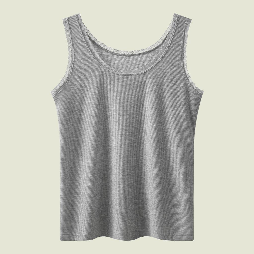 Lace sling vest women's inner and outer summer wear large size slim-fit threaded chest pad thin anti-light bottoming top