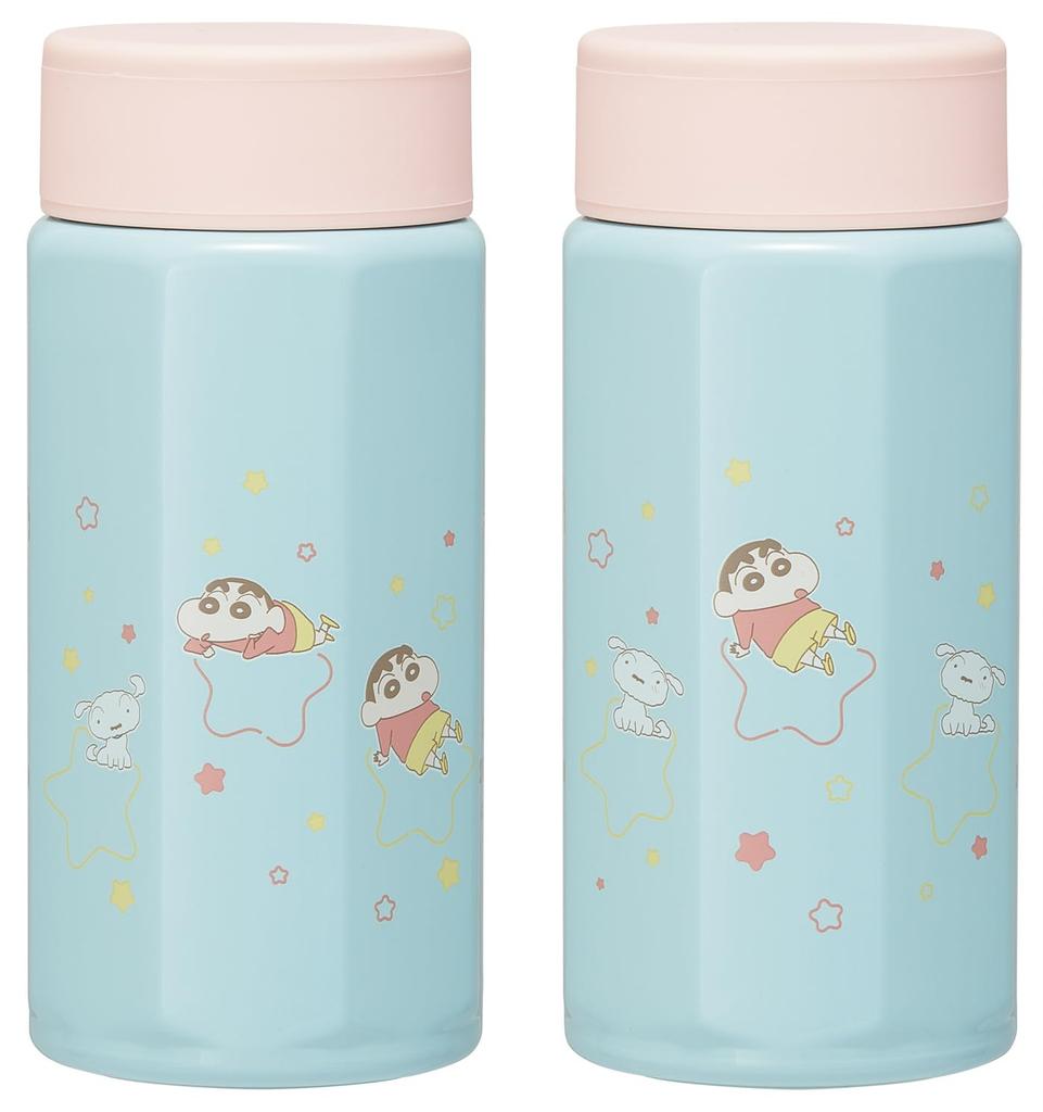 Skater Octagonal Stainless Steel Crayon Pastel Star Mug, 350ml, Insulated, Shin-chan Design, STO4-A