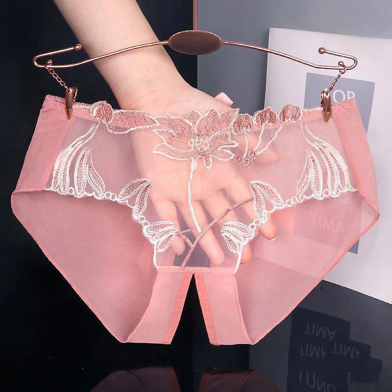 Crotchless Women's Sexy Panties Underwear Transparent Lingerie Woman Underwear for Sex Sweet Bow Crotch Open Panties