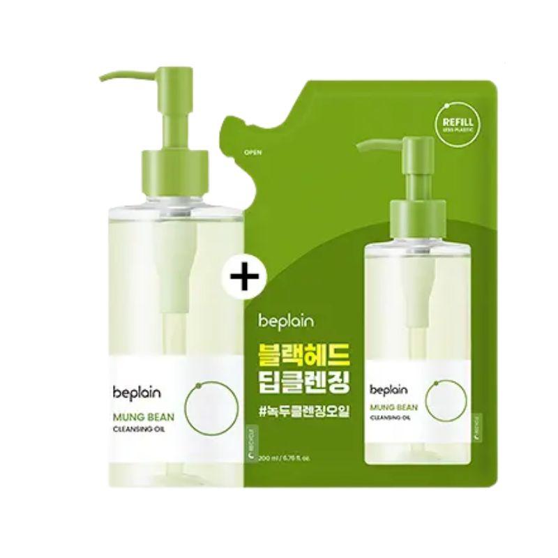 Beplain Mung Bean Cleansing Oil Deep Blackhead Removal & Sebum Control Refill Set 200ml + 200ml