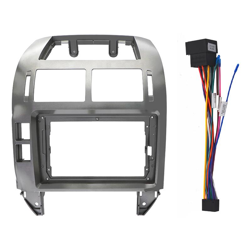 

Набір рамок автомагнітоли для VW Volkswagen Polo 2004-2011 Монтажна панель Передня панель салону автомобіля Передня панель центральної панелі Silver and cable