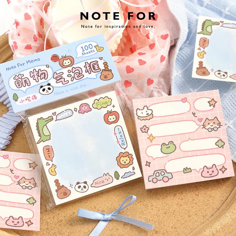 Cute Character Bubble Frame Sticky Notes - Cartoon Fun Illustration for Journals