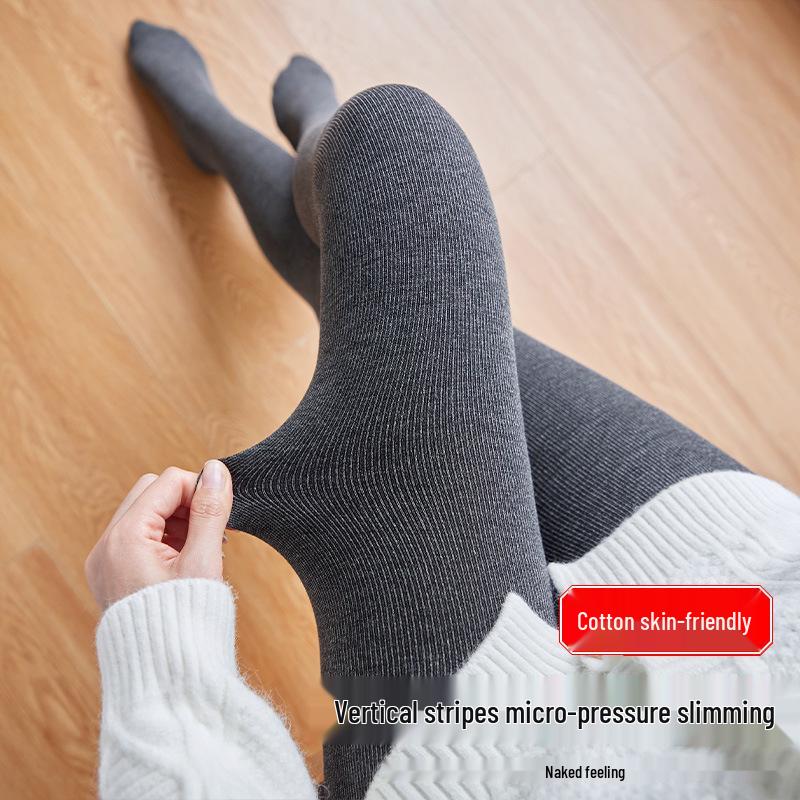 Leggings Épais Nervurés Velours Intérieur pour Femmes - Chauds à Porter Intérieur et Extérieur, Noir/Gris, Convient pour le Printemps, l'Automne et l'Hiver.