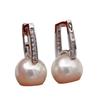 18k Gold Plated Pearl Ear Clips Creative Diamond Stud Earrings for Women Fashion Jewelry