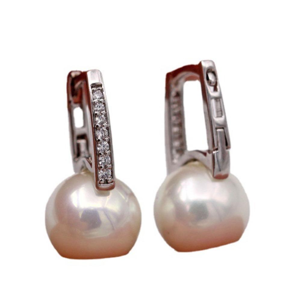 18k Gold Plated Pearl Ear Clips Creative Diamond Stud Earrings for Women Fashion Jewelry