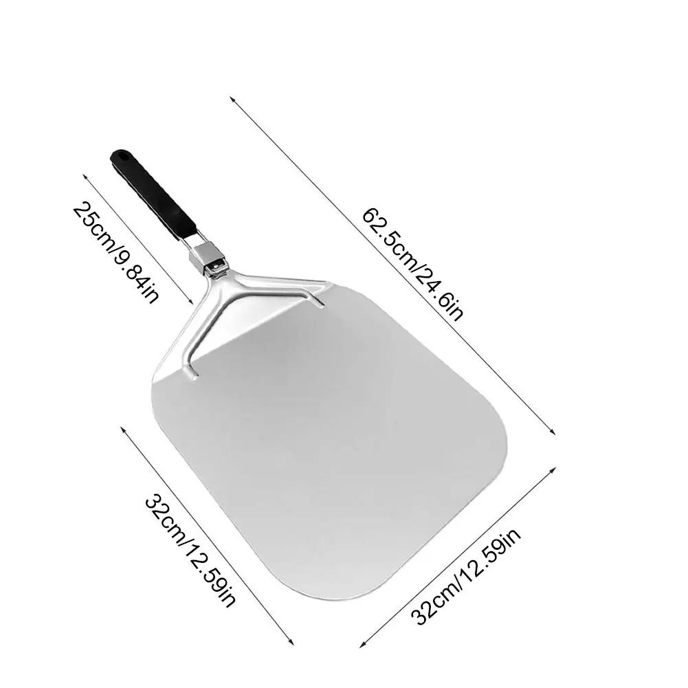 

Pizza Shovel Perforated/Smooth Shovel Paddle Pizza Oven Turning Peel Stainless Steel Baking Kitchen Tool Spatula Foldable Handle