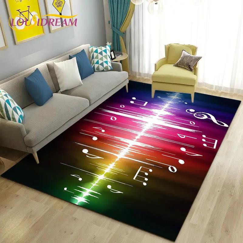 Alfombra grande con notas musicales hermosas en 3D, alfombra para sala de estar, dormitorio, sofá, decoración de cocina, alfombra antideslizante para juegos de niños