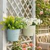Halbrunde Hänge-Blumentopf Retro Eisenkunst Wandmontierter Hängekorb Pflanzenkübel Handgefertigter Überzaun-Pflanzgefäß Balkon-Dekor