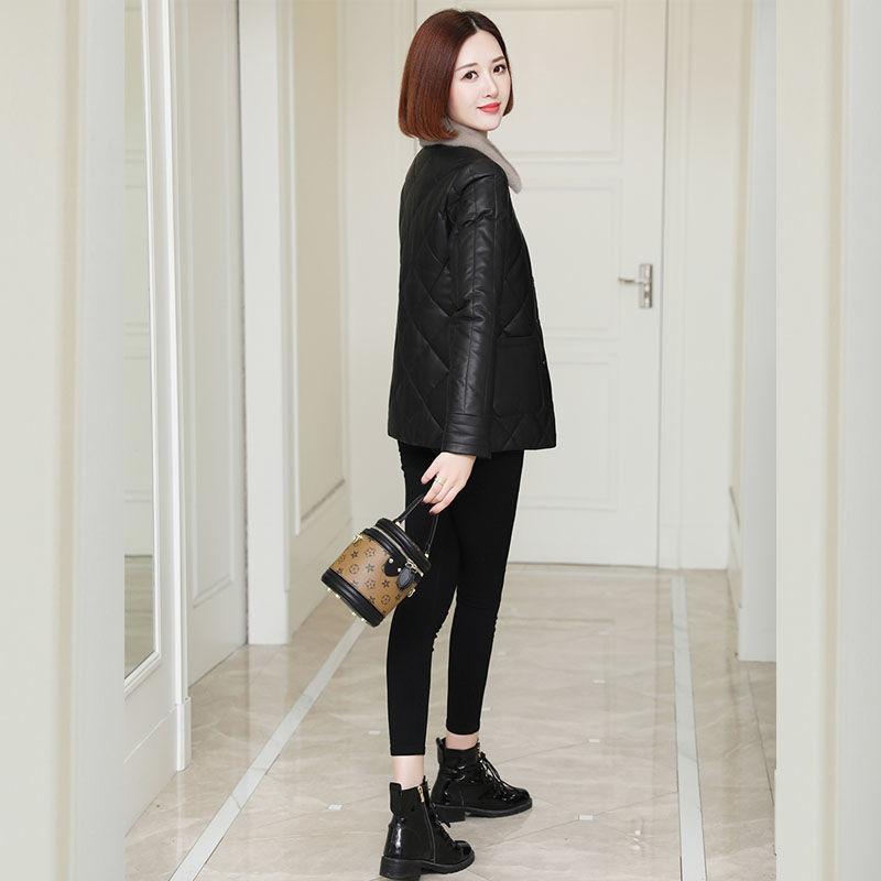 Leather jacket women's winter new imitation sheepskin down cotton clothing short imitation mink collar imitation fur