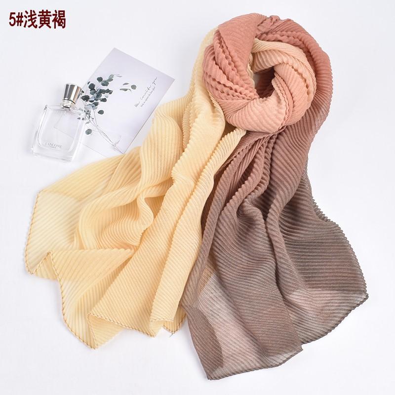 Autumn and Winter New High Quality Balinese Yarn Twill Wrinkled Long Scarf Breathable Pleated Wrapped Shawl