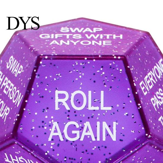 White Elephant Gift Exchange Dice Santa Swap Dice, Christmas Stocking Stuffers Dodecahedral Glitter Multi-sides Game for Present Party Supplies