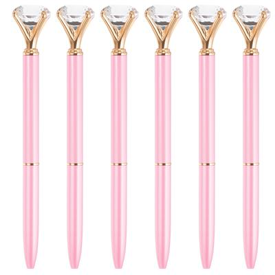 PATIKIL Ballpoint Stylus Pen, Crystal Diamond, Black Ink, 1.0mm Medium Point, Style 1, Pink, Pack of 6