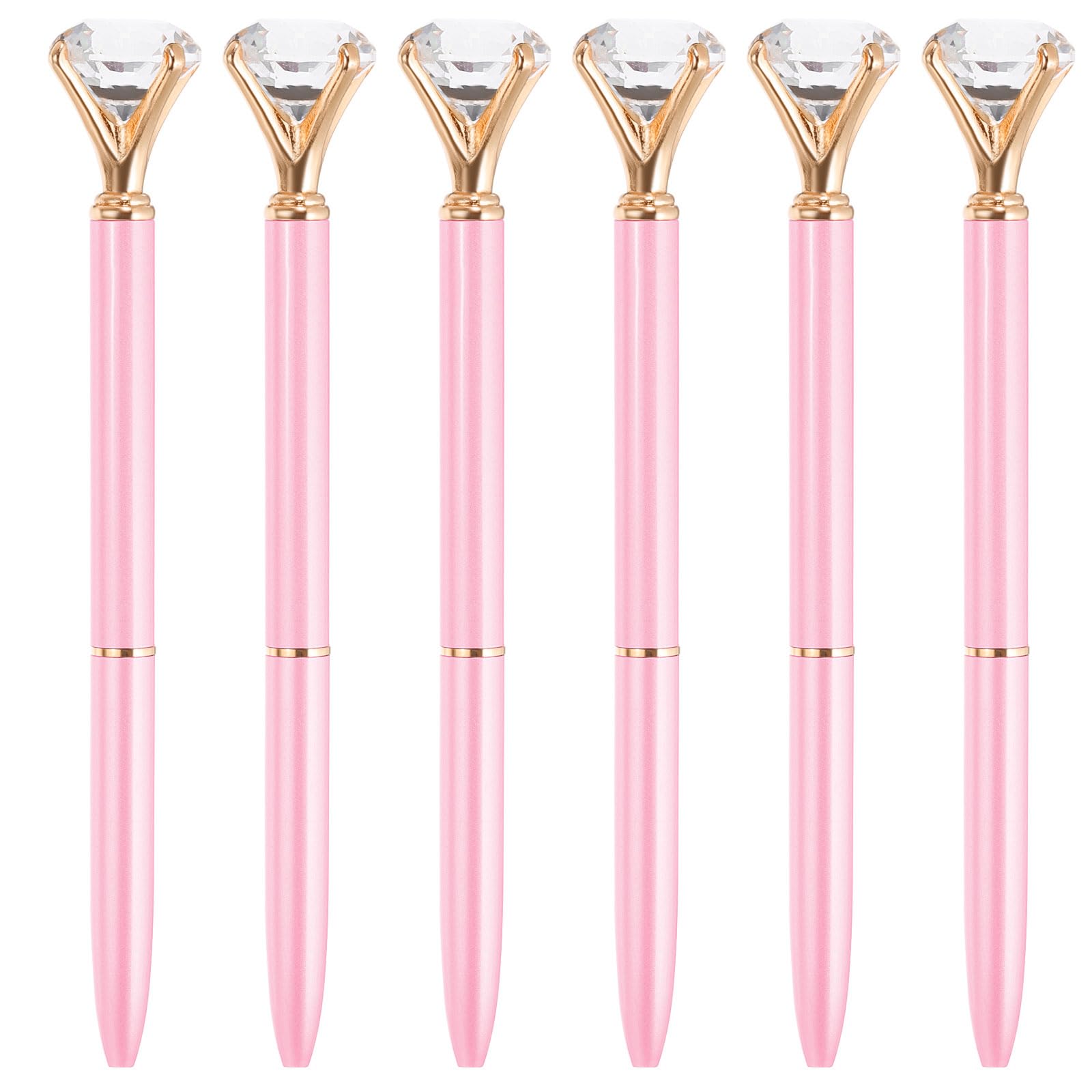 

PATIKIL Ballpoint Stylus Pen, Crystal Diamond, Black Ink, 1.0mm Medium Point, Style 1, Pink, Pack of 6