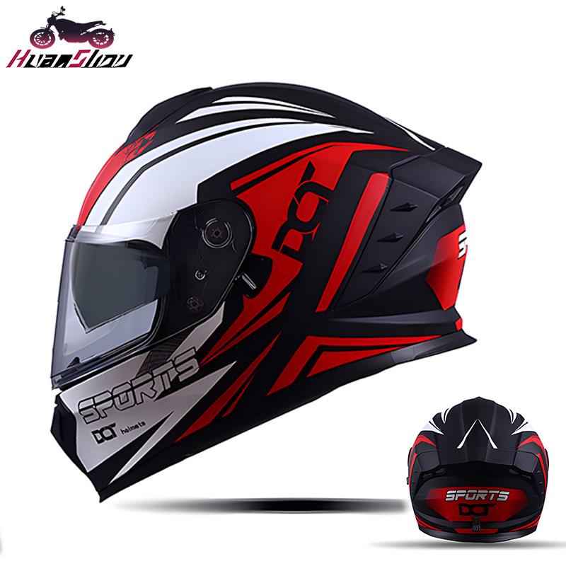In-Stock Full-Face Double Lens Motorcycle Helmet - Retro Design for Men & Women, Ideal for Street Bikes & Scooters