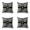 Polyester Pillowcase Zebra Pattern Printing Home Decoration Pillowcase 26 English Letter Cushion Cover Black and White