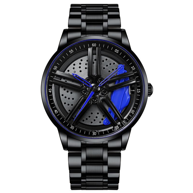 SVJ Men s High-End 3D Hollow Blue Caliper Quartz Watch