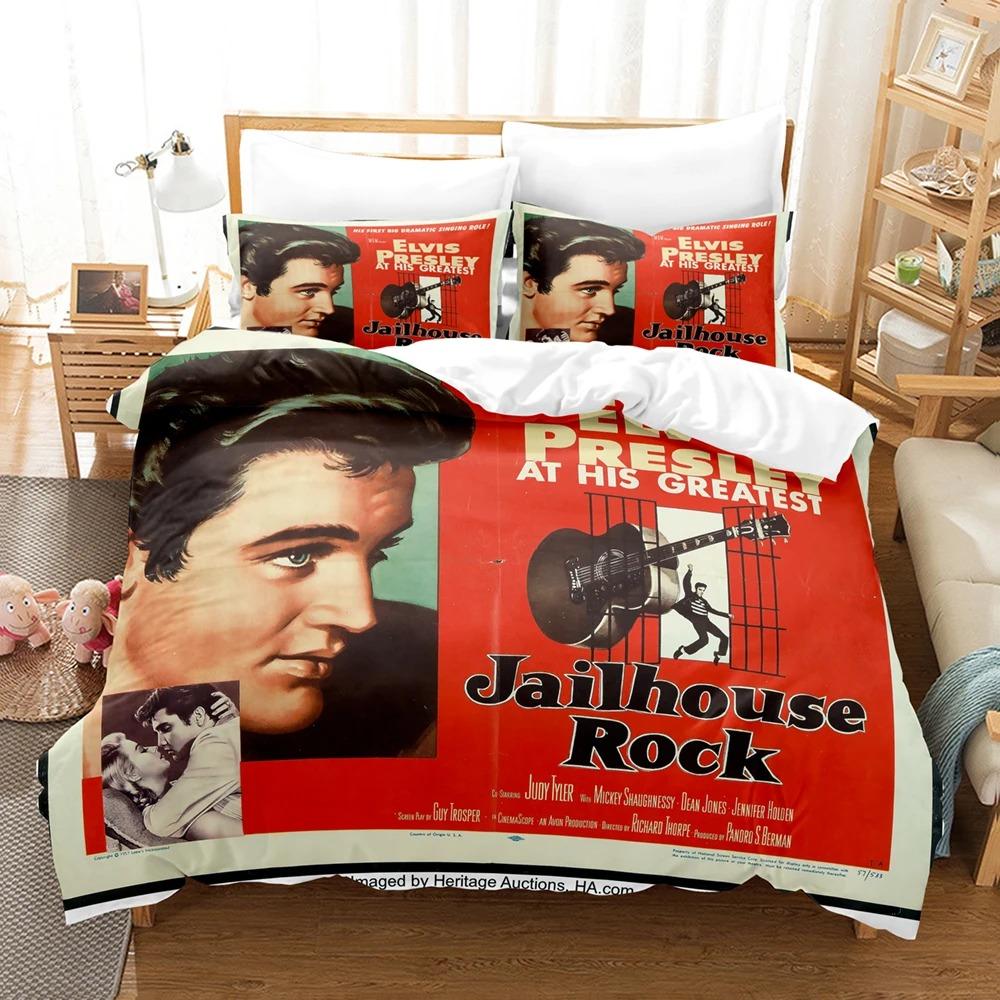 3D Elvis Presley Bettwäsche-Set Einzelbett Doppelbett Queen King Bettwäsche mit Kissenbezug Weich Bequem