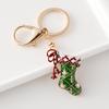 Christmas Keychain Snowman Christmas Tree Stockings Rabbit Shape Key Ring Rhinestones Inlay Key Organizer