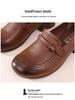 Women's Retro Low Heel Cowhide Shoes: Comfortable, Versatile, Non-Slip Soft Sole, Ideal for Commuting.