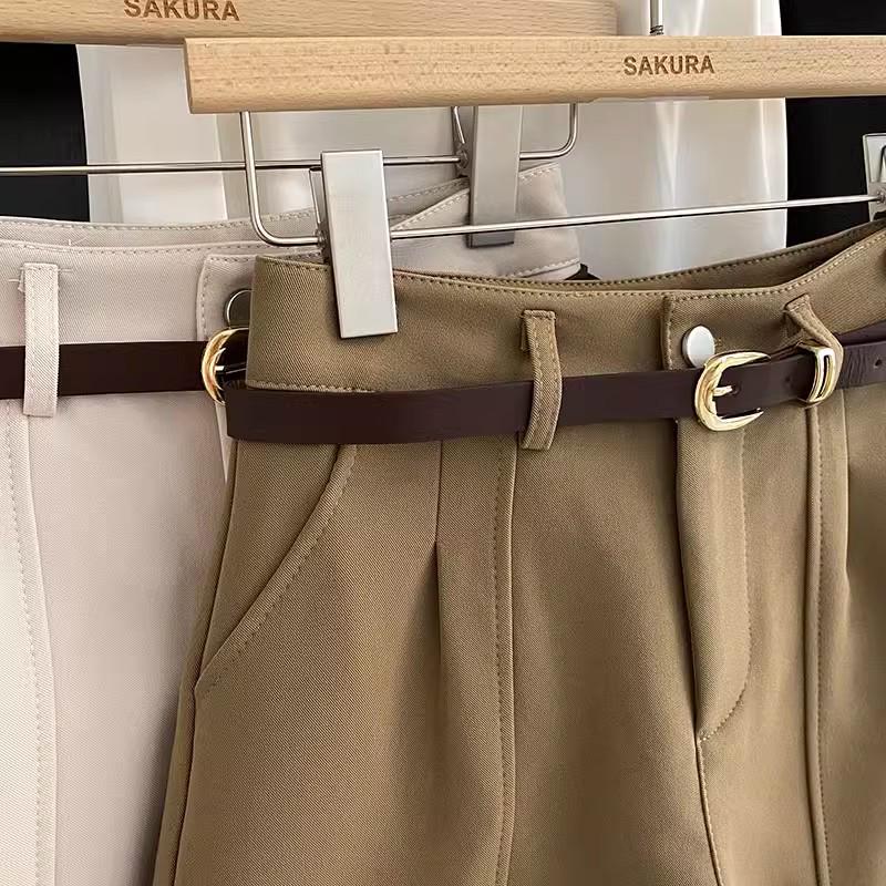 2025 Summer Korean Style Retro High-Waist A-Line Wide-Leg Women's Casual Shorts