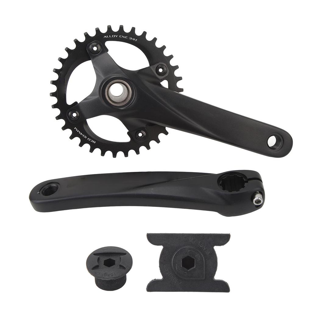 Mountain Bike Crank Arm Set Hollow One Piece Positive Negative Teeth 34T Aluminum Alloy Bicycle Crank Set
