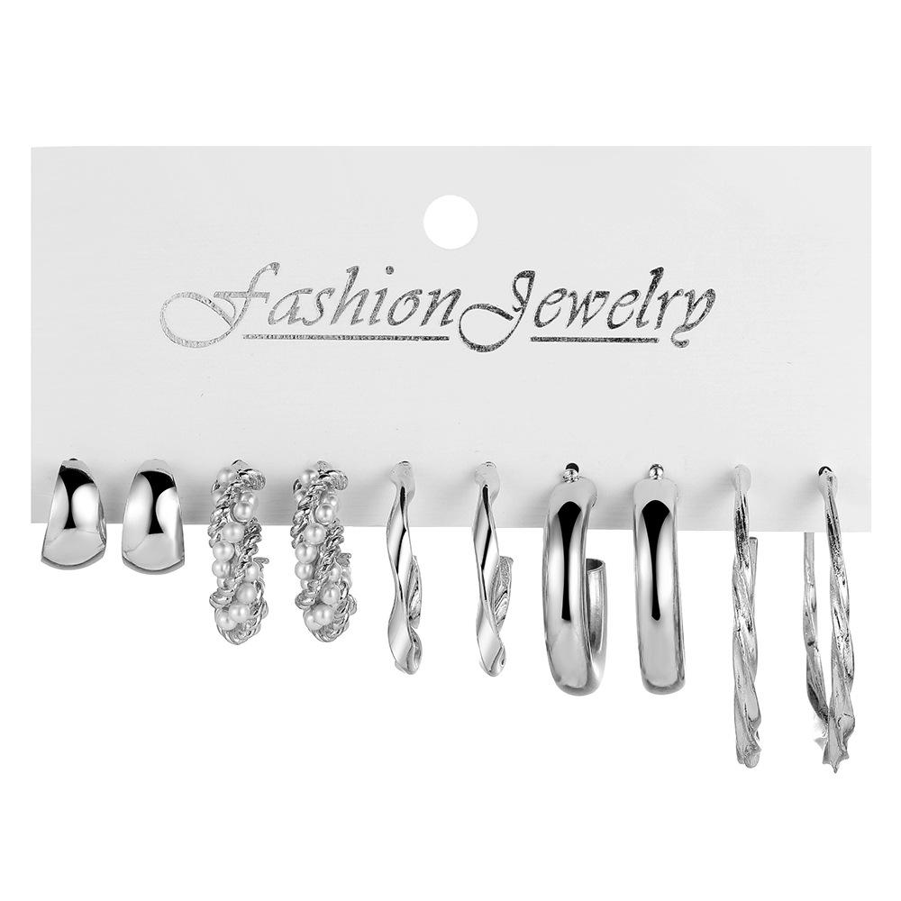 

LATS Бохо Набор серег-колец большого круга для женщин Золотой цвет Богемия Винтаж Жемчуг Квадратная серьга Сердце Циркон Серьги-гвоздики с цирконом